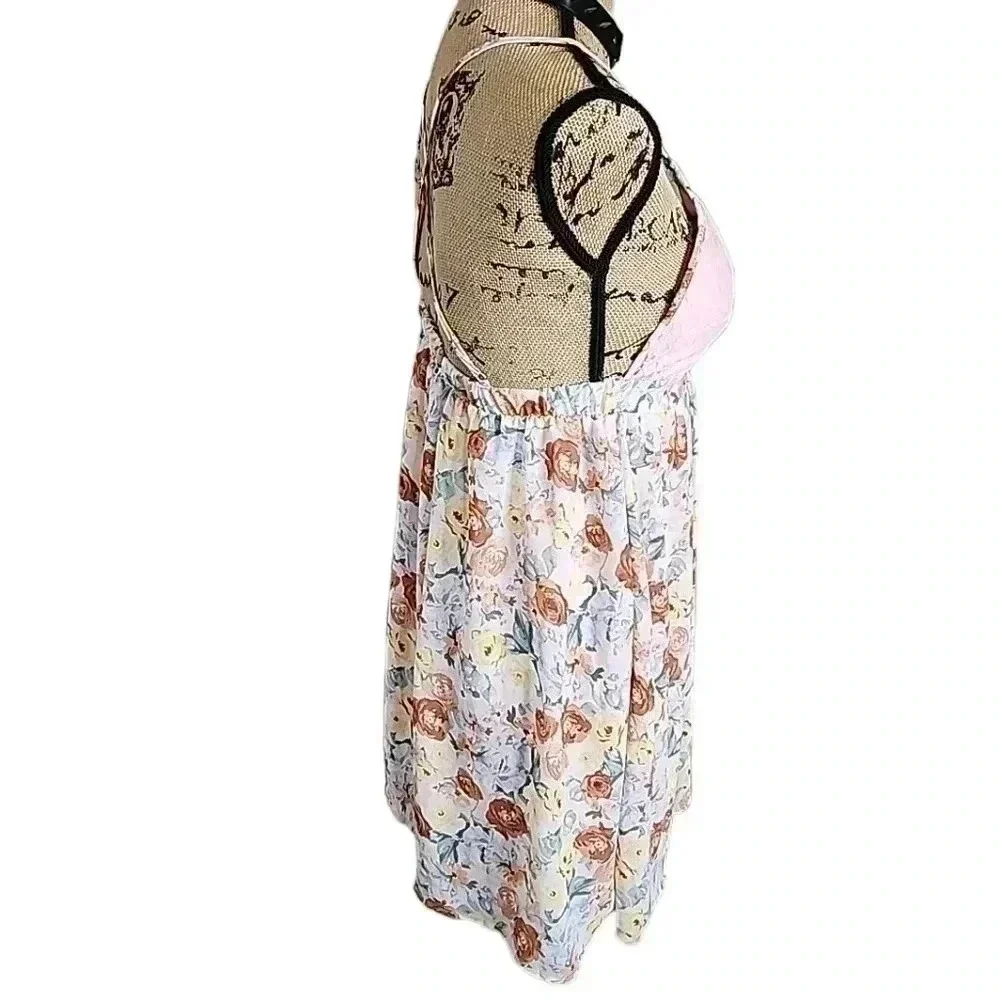 Active USA Floral Pink Lace Babydoll Mini Dress - Picture 8 of 13